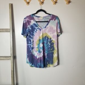 NWOT BIBI WOMEN'S V-NECK TIE DYE BLOUSE SIZE SMALL